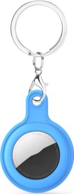 Mobigear Keychain - Coque Apple AirTag Porte-clés en Silicone Souple - Bleu