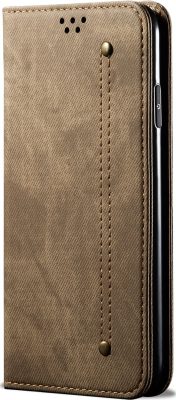 Mobigear Denim Slim - Coque Xiaomi Mi 11 Ultra Etui Portefeuille - Kaki