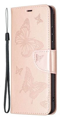 Mobigear Butterfly - Coque Samsung Galaxy A22 5G Etui Portefeuille - Rose doré