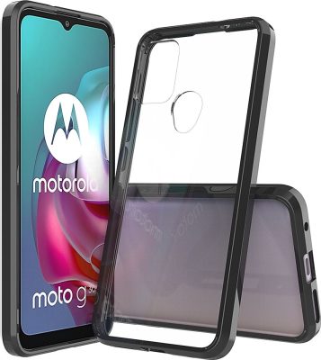 Mobigear Crystal - Coque Motorola Moto G30 Coque Arrière Rigide - Transparent / Noir