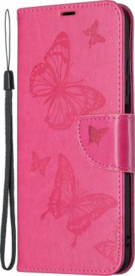 Mobigear Butterfly - Coque POCO M3 Pro Etui Portefeuille - Magenta