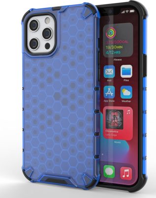 Mobigear Honeycomb - Coque Apple iPhone 13 Mini Coque Arrière Rigide Antichoc - Bleu