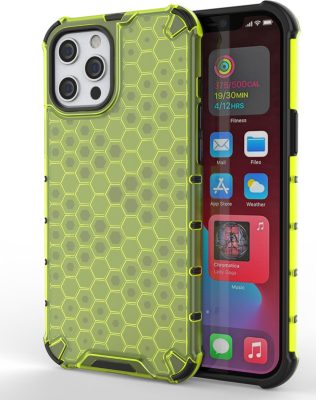 Mobigear Honeycomb - Coque Apple iPhone 13 Pro Max Coque Arrière Rigide Antichoc - Vert