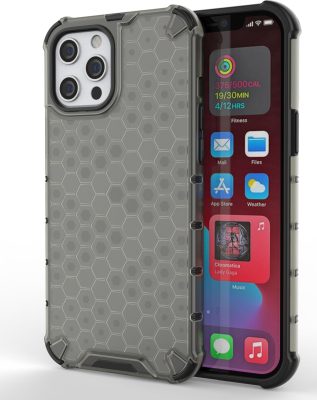 Mobigear Honeycomb - Coque Apple iPhone 13 Pro Max Coque Arrière Rigide Antichoc - Noir