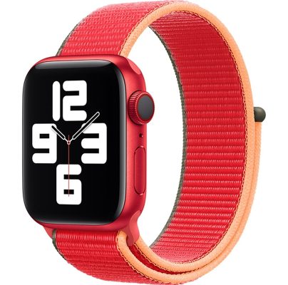 Mobigear woven - Bracelet Apple Watch Ultra (49mm) en Nylon Fermeture velcro - Rouge