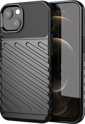 Mobigear Groove - Coque Apple iPhone 13 Mini Coque arrière en TPU Souple - Noir