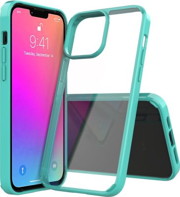 Mobigear Crystal - Coque Apple iPhone 13 Pro Max Coque Arrière Rigide - Transparent / Turquoise