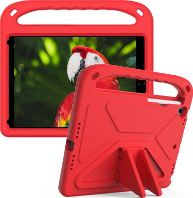 Mobigear AeroArmor - Coque Apple iPad 7 (2019) Coque de tablette pour enfants avec Poignée Enfants en EVA - Rouge