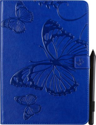 Mobigear Butterfly - Coque Apple iPad 7 (2019) Etui + Porte-crayon - Bleu