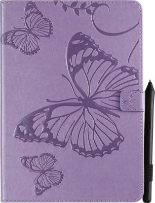 Mobigear Butterfly - Coque Apple iPad 7 (2019) Etui + Porte-crayon - Violet