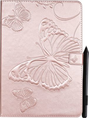 Mobigear Butterfly - Coque Apple iPad 9 (2021) Etui + Porte-crayon - Rose doré