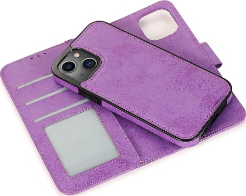 Mobigear Wallet - Coque Apple iPhone 13 Mini Détachable 2in1 Etui - Violet