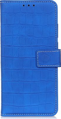 Mobigear Croco - Coque LG K50s Etui Portefeuille - Bleu