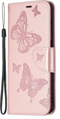Mobigear Butterfly - Coque Samsung Galaxy M32 4G Etui Portefeuille - Rose doré