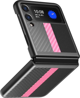 Mobigear Racing - Coque Samsung Galaxy Z Flip 3 5G Coque arrière en TPU Souple - Noir / Rose