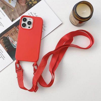 Mobigear Lanyard - Apple iPhone 13 Pro Coque avec cordon en TPU Souple - Rouge