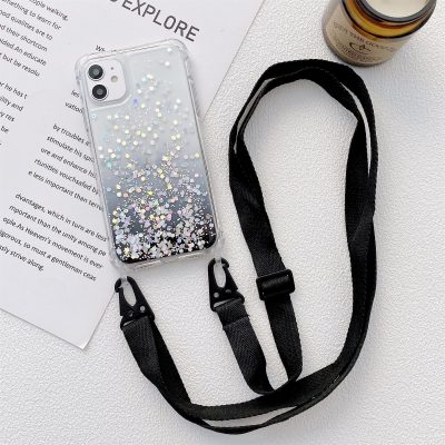 Mobigear Lanyard - Apple iPhone 13 Coque avec cordon en TPU Souple - Noir