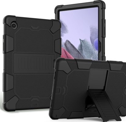 Mobigear ShieldStand - Coque Samsung Galaxy Tab A8 10.5 (2021) Coque Arrière Rigide Antichoc + Support Amovible - Noir