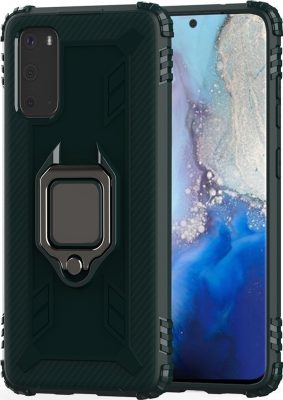 Mobigear Armor Ring - Coque Samsung Galaxy S20 Ultra Coque Arrière Rigide Antichoc + Anneau-Support - Vert