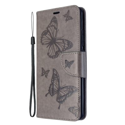 Mobigear Butterfly - Coque Xiaomi Mi Note 10 Pro Etui Portefeuille - Gris