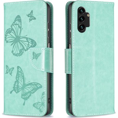 Mobigear Butterfly - Coque Samsung Galaxy A13 4G Etui Portefeuille - Turquoise