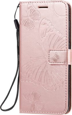 Mobigear Butterfly - Coque Samsung Galaxy A51 Etui Portefeuille - Rose doré