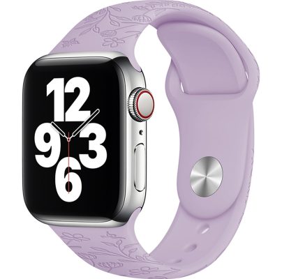 Mobigear Butterflies - Bracelet Apple Watch SE (44mm) en Silicone Souple Fermeture par pression - Lavender