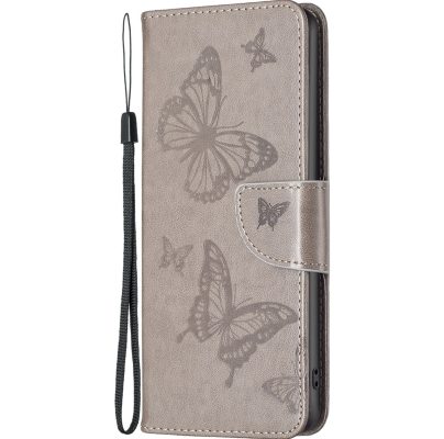 Mobigear Butterfly - Coque Xiaomi Redmi 10 5G Etui Portefeuille - Gris