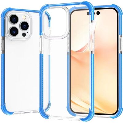 Mobigear Full Bumper - Coque Apple iPhone 14 Pro Max Coque Arrière Rigide Antichoc - Transparent / Bleu