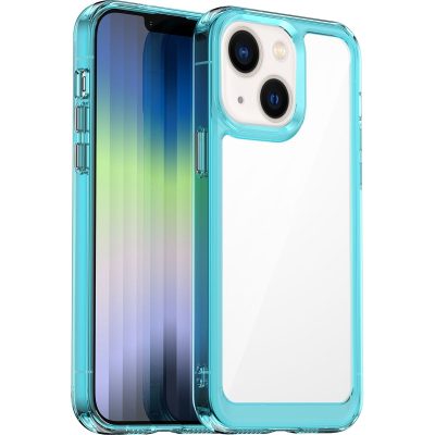 Mobigear Crystal - Coque Apple iPhone 14 Coque Arrière Rigide - Transparent / Turquoise