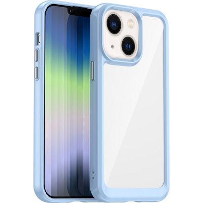 Mobigear Crystal - Coque Apple iPhone 14 Plus Coque Arrière Rigide - Transparent / Bleu