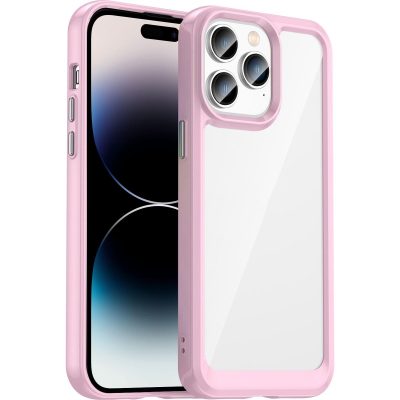 Mobigear Crystal - Coque Apple iPhone 14 Pro Coque Arrière Rigide - Transparent / Rose
