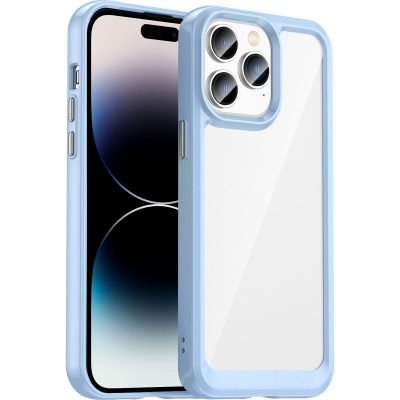 Mobigear Crystal - Coque Apple iPhone 14 Pro Max Coque Arrière Rigide - Transparent / Bleu