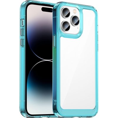 Mobigear Crystal - Coque Apple iPhone 14 Pro Coque Arrière Rigide - Transparent / Turquoise