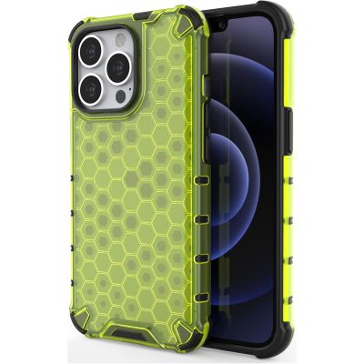 Mobigear Honeycomb - Coque Apple iPhone 14 Pro Max Coque Arrière Rigide Antichoc - Vert