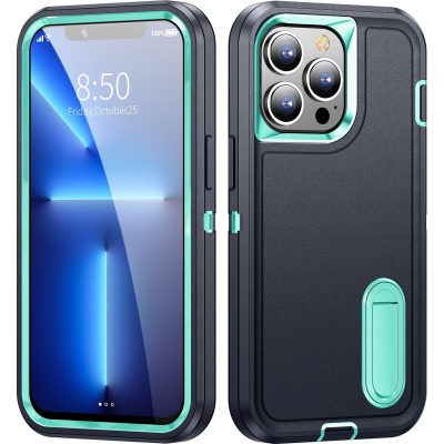Mobigear Rugged Stand - Coque Apple iPhone 14 Coque Arrière Rigide Antichoc + Support Amovible - Dark Blue