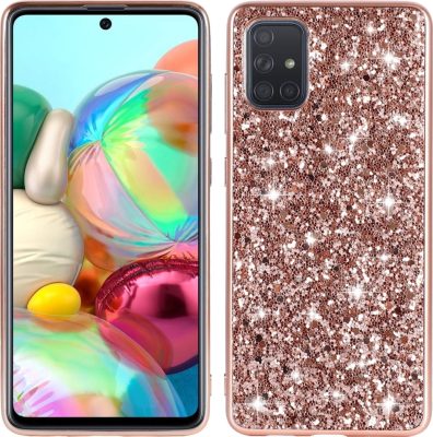 Mobigear Glitter - Coque Samsung Galaxy A51 Coque Arrière Rigide - Rose doré