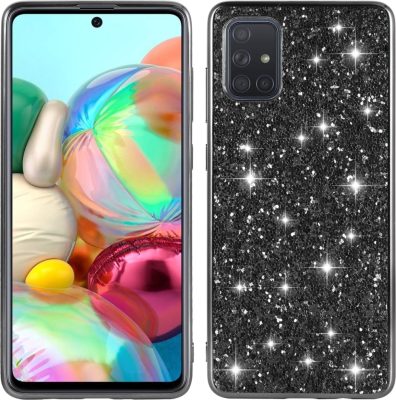 Mobigear Glitter - Coque Samsung Galaxy A51 Coque Arrière Rigide - Noir
