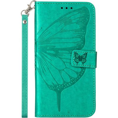 Mobigear Butterfly - Coque Motorola Moto E32s Etui Portefeuille - Vert