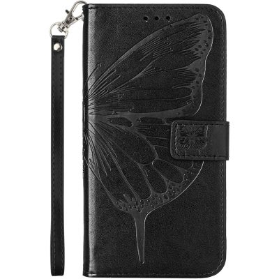 Mobigear Butterfly - Coque Motorola Moto E32s Etui Portefeuille - Noir