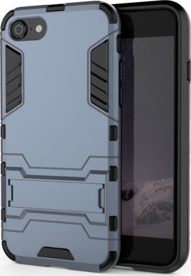 Mobigear Armor Stand - Coque Apple iPhone 7 Coque Arrière Rigide Antichoc + Support Amovible - Bleu
