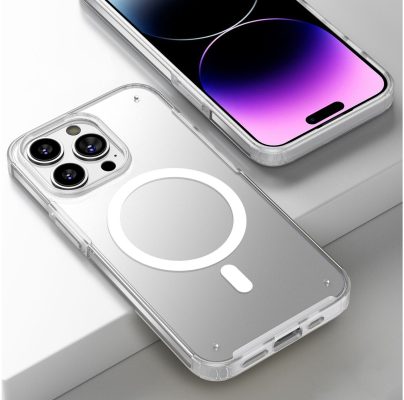 Mobigear Shockproof - Coque Apple iPhone 14 Pro Coque Arrière Rigide Compatible MagSafe - Transparent