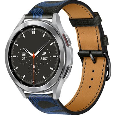 Mobigear Loop - Bracelet Smartwatch en Cuir Véritable Fermeture à boucle - 22mm - Noir