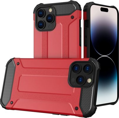Mobigear Outdoor - Coque Apple iPhone 14 Pro Max Coque Arrière Rigide Antichoc - Rouge