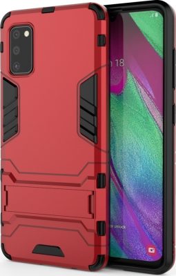 Mobigear Armor Stand - Coque Samsung Galaxy A41 Coque Arrière Rigide Antichoc + Support Amovible - Rouge