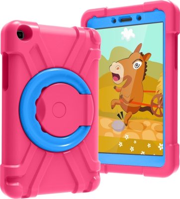 Mobigear RingGuard - Coque Samsung Galaxy Tab A 8.0 (2019) Coque de tablette pour enfants avec Poignée Enfants en EVA - Rose