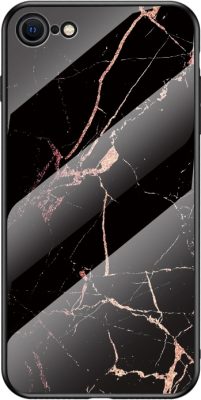 Mobigear Marble Glass - Coque Apple iPhone 8 Coque arrière en Verre trempé - Noir