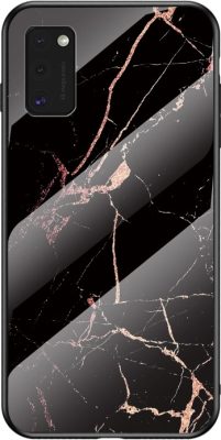 Mobigear Marble Glass - Coque Samsung Galaxy A41 Coque arrière en Verre trempé - Noir