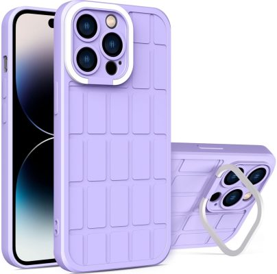 Mobigear Cube - Coque Apple iPhone 14 Pro Coque Arrière Rigide + Support Amovible - Violet
