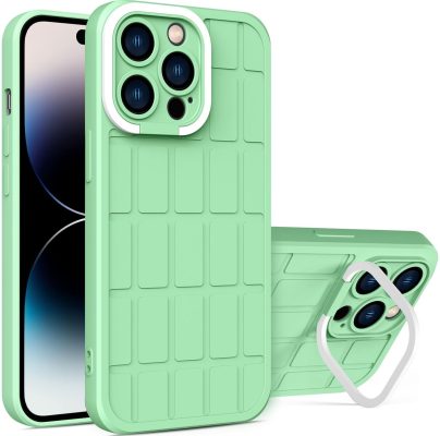 Mobigear Cube - Coque Apple iPhone 14 Pro Coque Arrière Rigide + Support Amovible - Vert